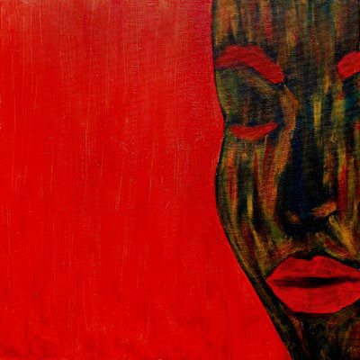 African  on Abandoned Scarlet Face Potrait Fauvism Oil Painting African Art