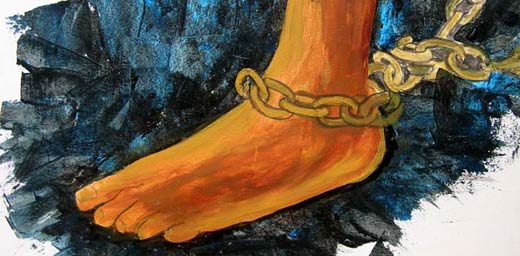 Soul Freedom Chained - Acrylic Painting on Paper